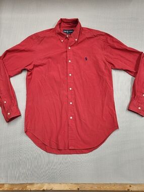 Ralph Lauren Men's Red Button Down Shirt Size Medium Classic Fit Long Sleeve